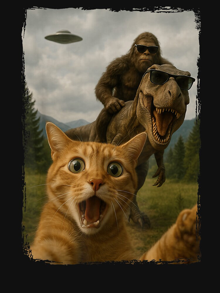 Cat Selfie With Alien UFO Cute Big Foot by BASKF