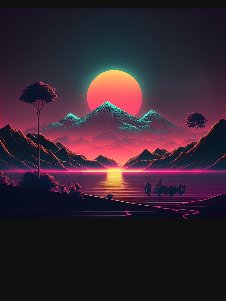 A Mountain Sunset in the Retro-Future by Mullet Monkey