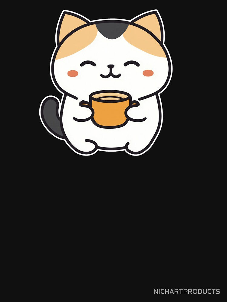 Cute Kawaii cat drinking coffee by NICHARTPRODUCTS