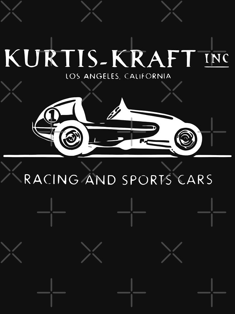 Vintage Kurtis Kraft Inc racing and sports cars - white print by retropetrol