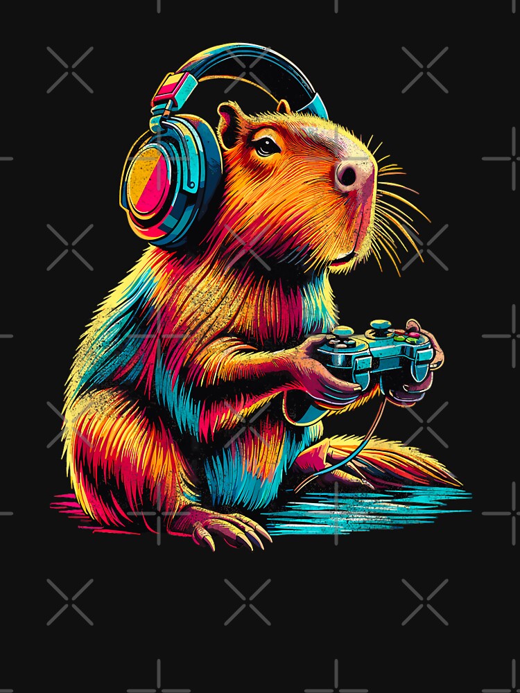 Capybara Gaming - Funny Gamer Capybara Design by JesterKrewArt