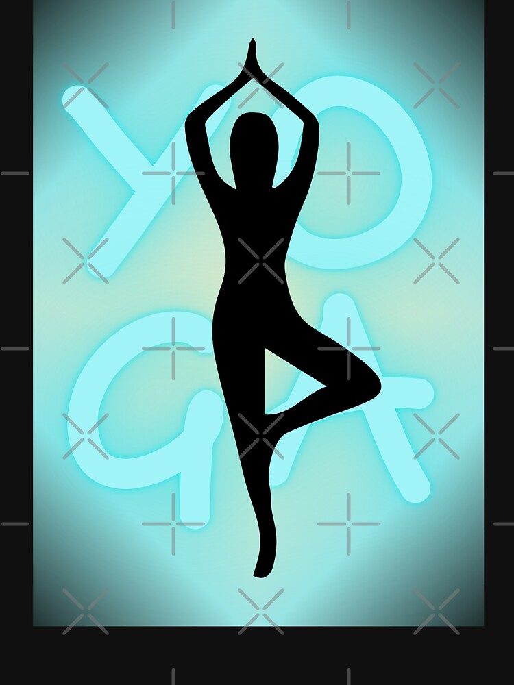 Yoga Pose Neon Blue Yoga Lettering by SoccaTamam