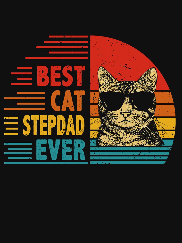 Vintage Retro Best Cat Stepdad Ever Funny Cat Lover Father's Day Gift by EdwinaEmmanoiCo