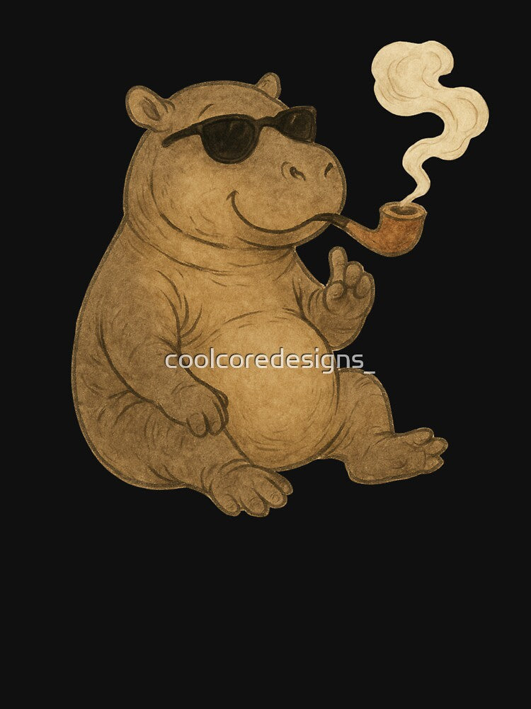 Zen Hippo with Sunglasses & Pipe by coolcoredesigns_
