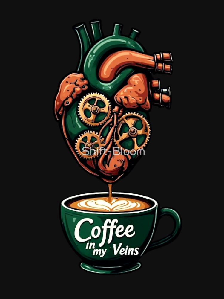Coffee in my Veins – Emerald Mechanical Heart Espresso Machine by Shift-Bloom