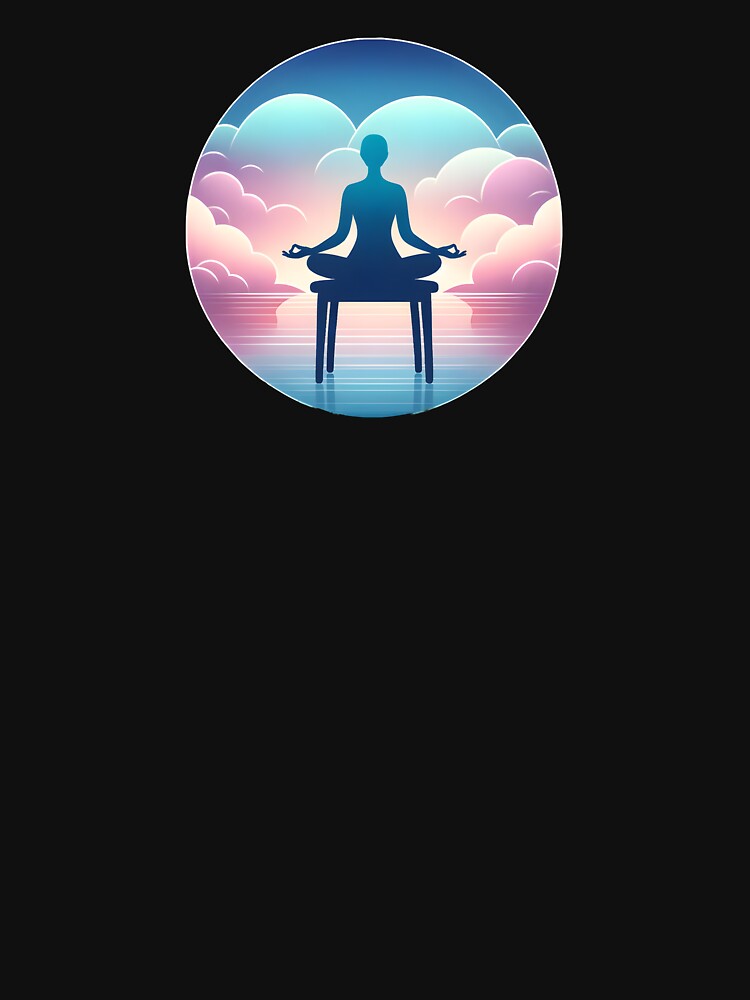Zen in Your Seat: Tranquil Chair Yoga Silhouette Design Funny Gifts by BadhbhArt