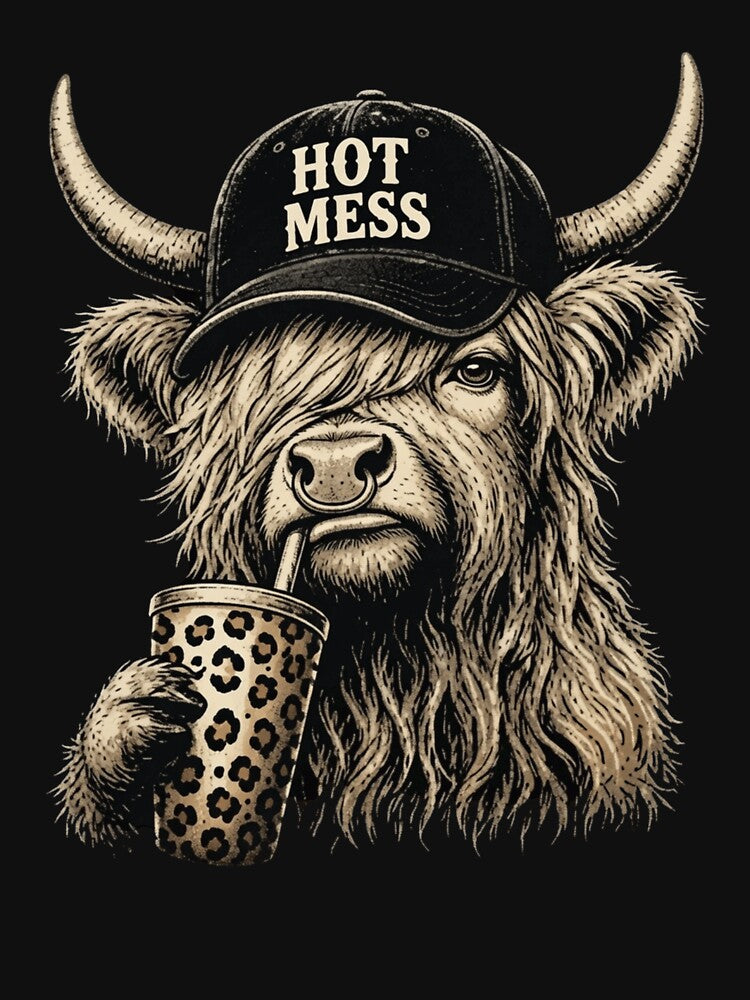 Sassy Highland Cow Hot Mess Iced Coffee Vintage by haitrieuic96