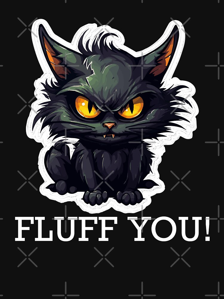 Baby Black Cat - Fluff You (White Lettering) by VelvetRoom