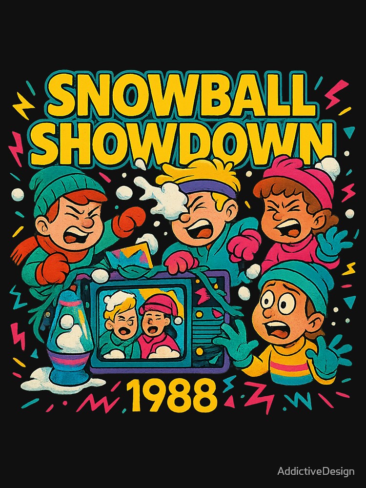 Snowball Showdown 1988 – Retro Winter Kids Cartoon Design by AddictiveDesign