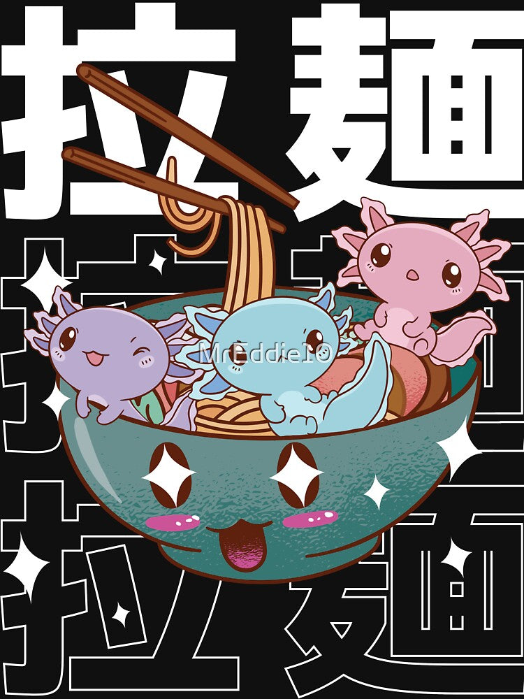 Kawaii Axolotl Inside Ramen Bowl Aesthetic Anime by MrEddie10