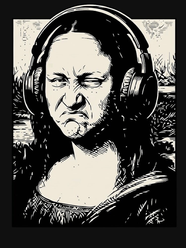 Funny Mona Lisa Bass Face Headphones EDM Music Producer Parody by haitrieuic96