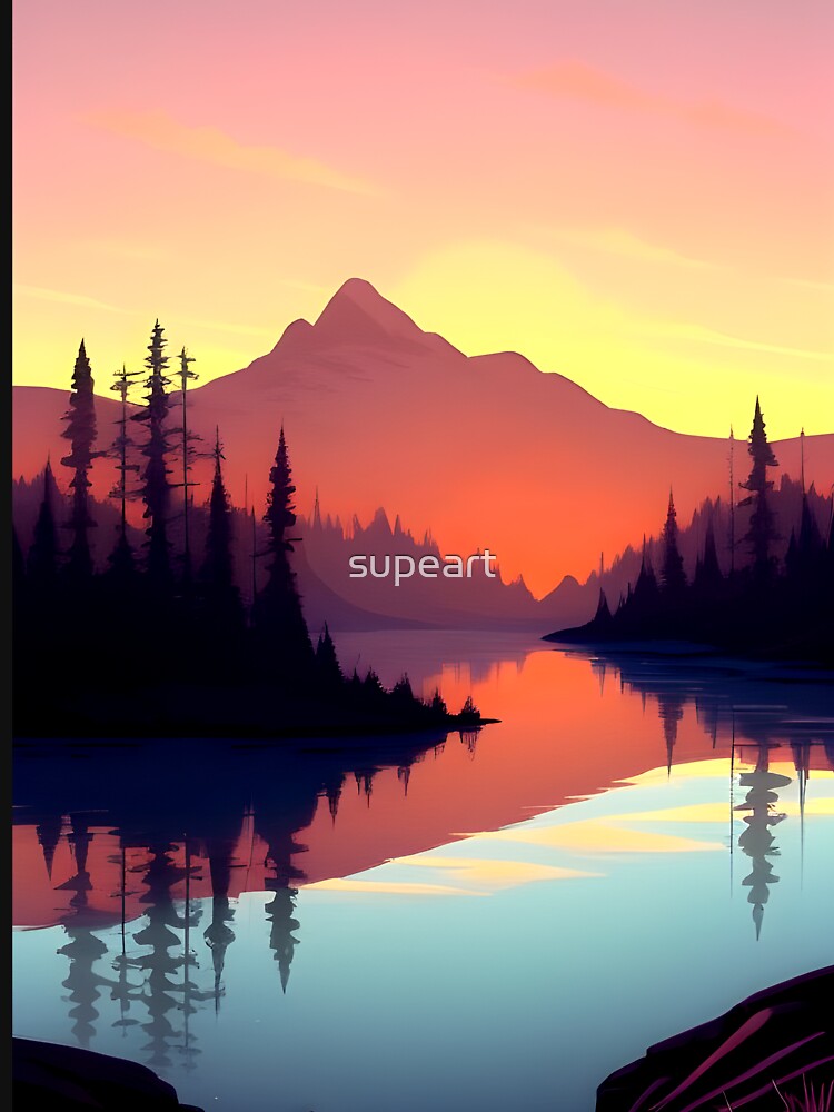 Add a Touch of Beauty and Tranquility to Your Life with Our Stunning Minimalist Landscape Sunrise View Prints by supeart