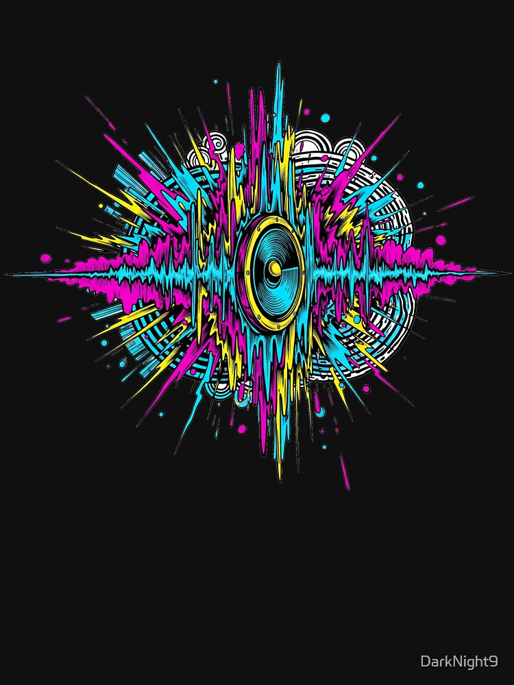 RaveNoiseTechnoSpeakerNeon ColorsPsychedelic90sMusicDesignWhite by DarkNight9