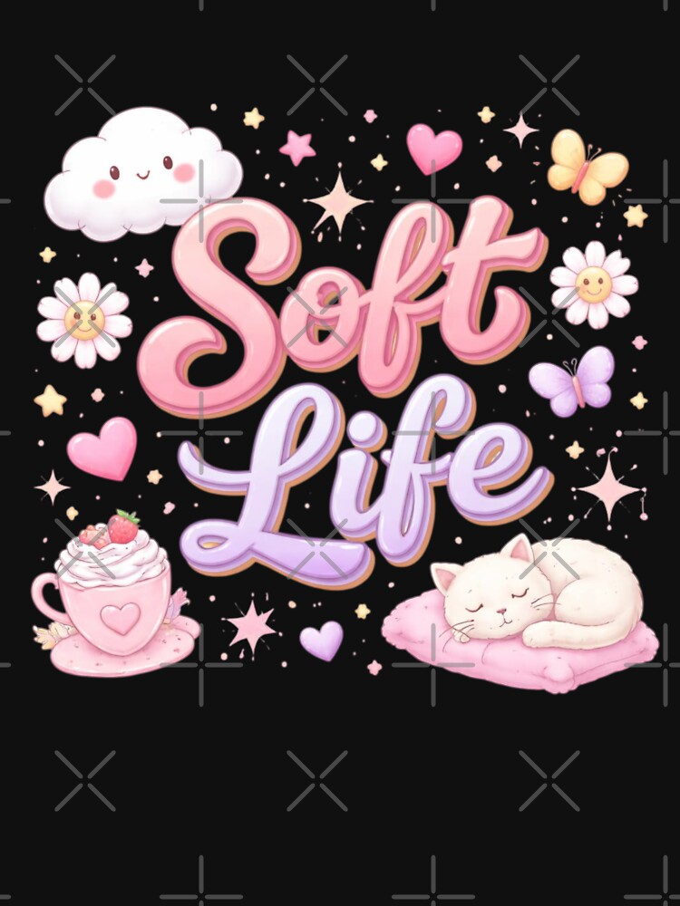 Soft Life Aesthetic Cute Pastel Quote | Cozy Self Care Kawaii Vibes Design by Sanika arts