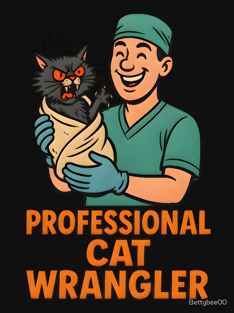 Professional Cat Wrangler – Funny Veterinary Cat Humor Design by Bettybee00