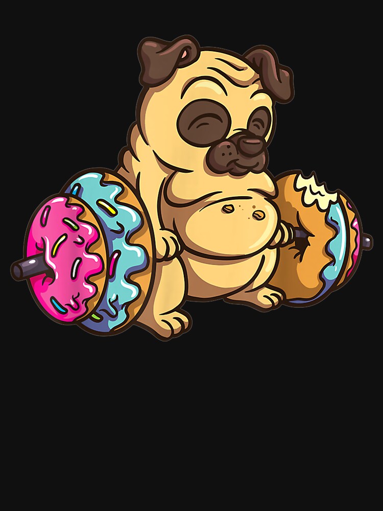 Pug Donut Deadlift Fitness Bodybuilder Dog Foodie by ninapfvu