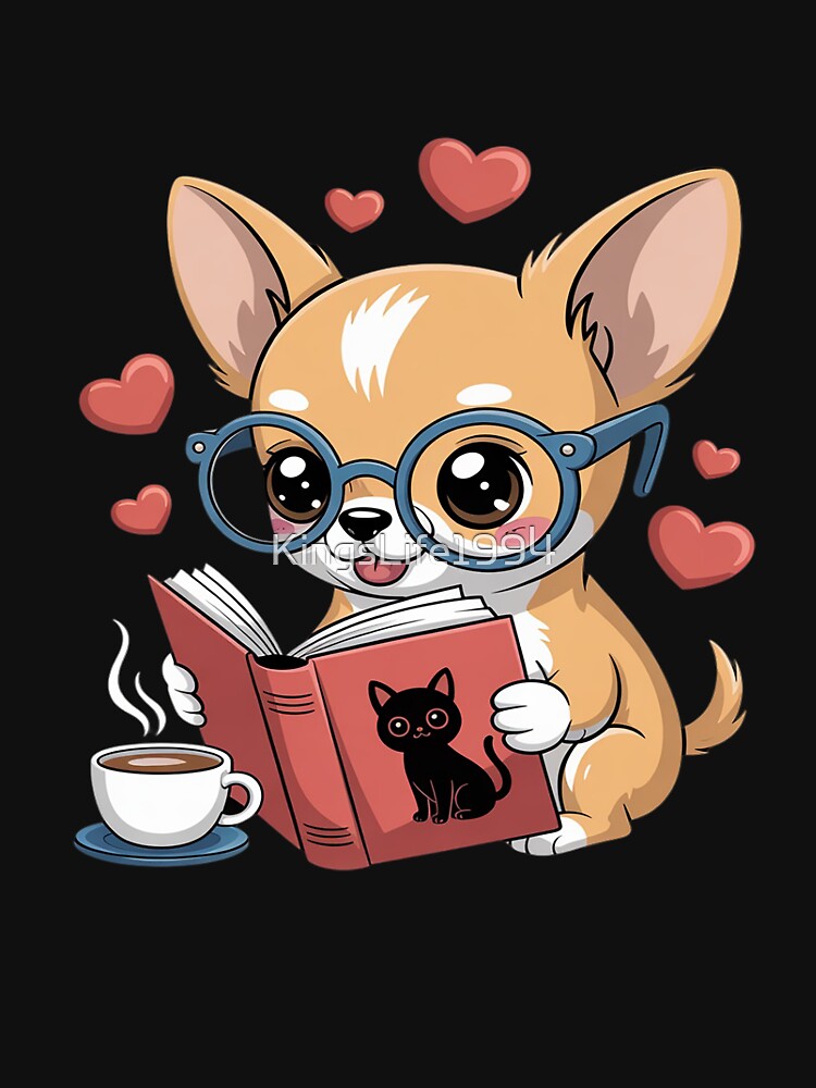 Chihuahua Dog Reading a Book Cute Dog Lover by KingsLife1994