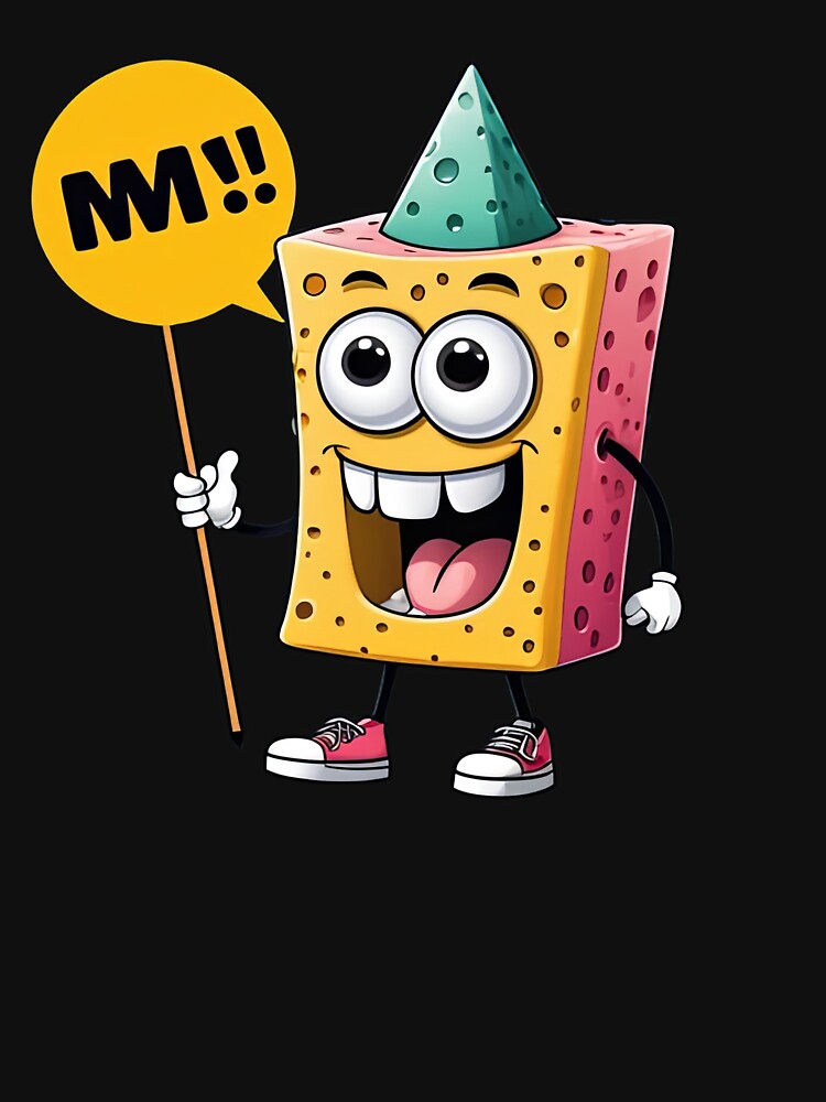 Funny Sponge Character Saying 'M!!' T-Shirt | Cute Cartoon Meme Design by designerbhai009