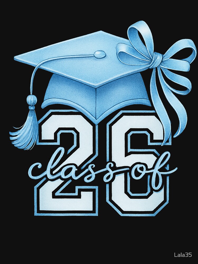 blue coquette senior 2026 girls graduation shirt by Lala35