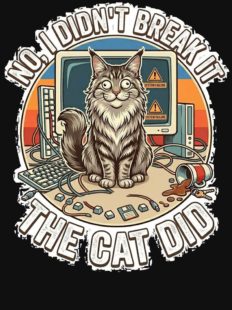 Funny Cat IT Support Retro Design for Programmer and Developer by thoughtswear