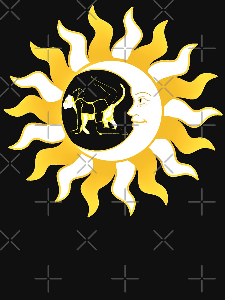 Tiger Yoga Pose With Sun And Moon by TeesFashion