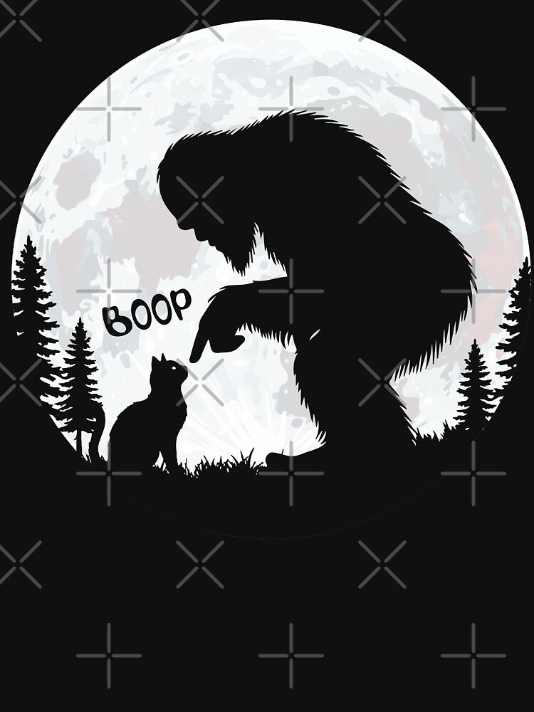 Fun Hand Boop Nose Bigfoot Sasquatch Cat Full Moon Bigfoot Cat Lovers by LounisArt