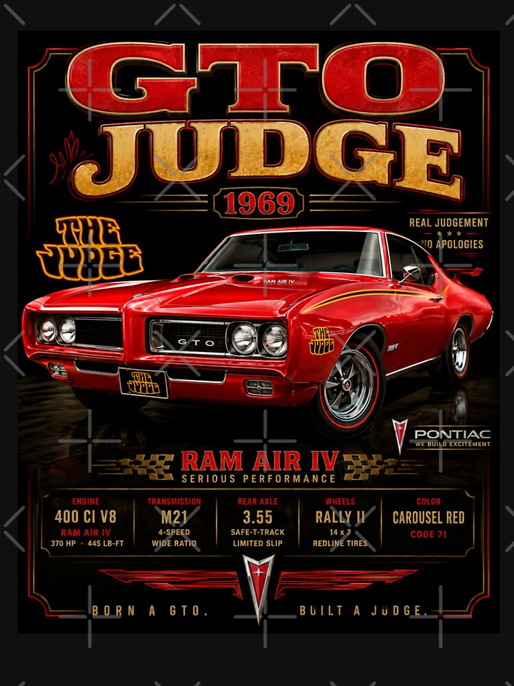 1969 Pontiac GTO Judge Ram Air Classic Muscle Car Vintage Art by TheArtOfCar