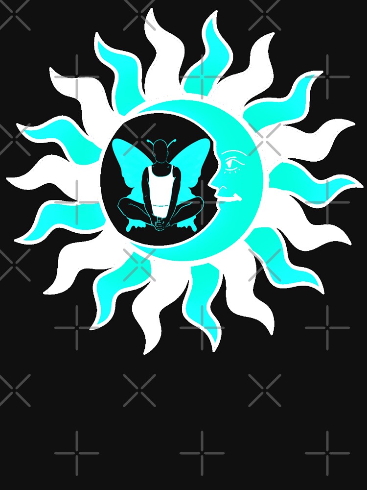Butterfly Yoga Pose With Moon And Sun by TeesFashion