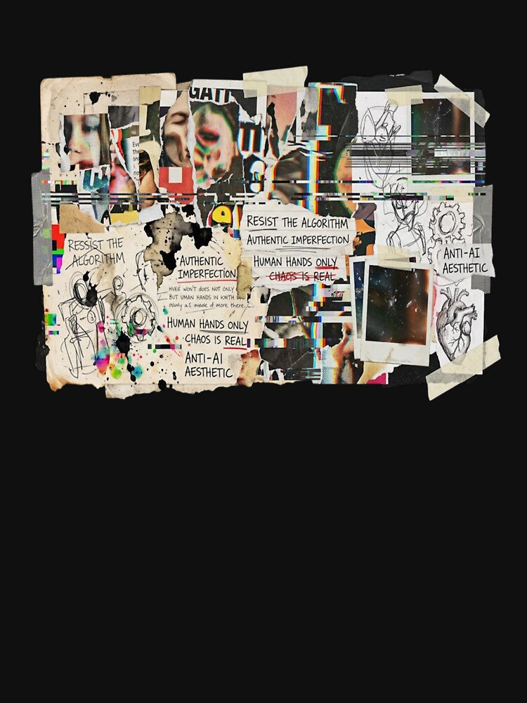 Anti AI Handmade Collage Art | Human Made Glitch Aesthetic Zine Style Design by Horizon Prime