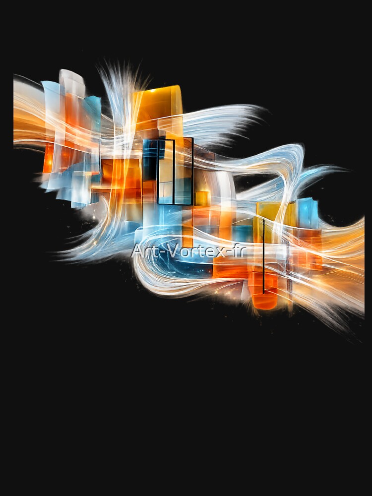 Abstract Neon Flow Geometric Glass Art by Art-Vortex-fr
