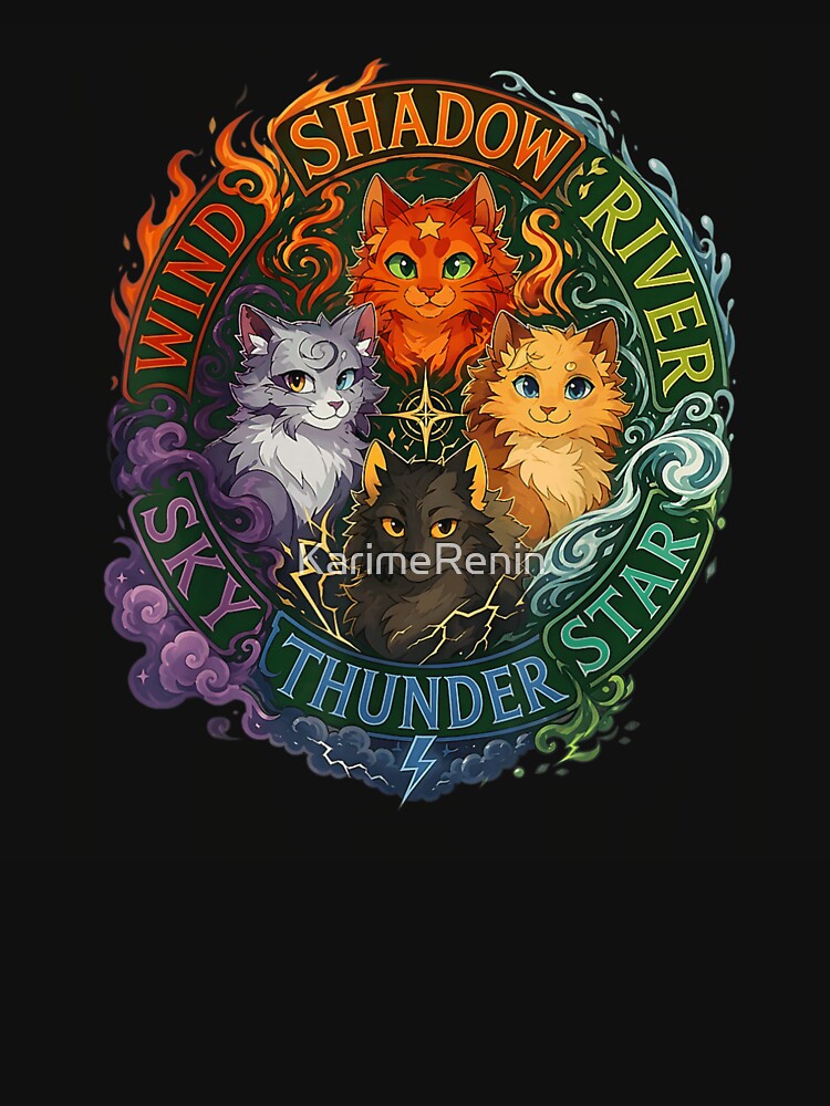 Fantasy Warrior Cats Elements Clan Crest Fire Star Thunder River Wind Shadow by KarimeRenin