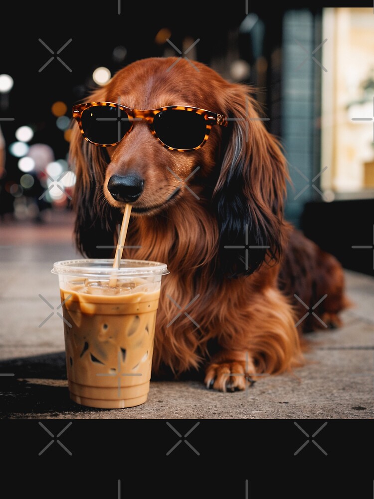Funny Dachshund Iced Coffee ,Dog Coffee Lover by will freed18