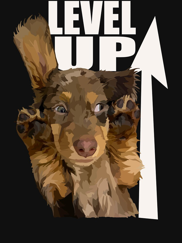 Brown Level Up Dachshund Puppy Dog by Just-Arts-4U