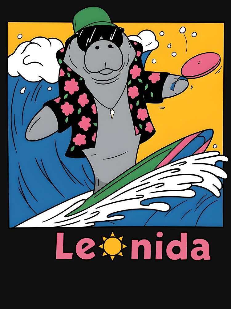 Leonida Surfing Shark Hawaiian Beach Retro by Glow-Paw-Studio