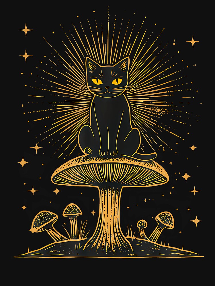 Cute Cottagecore Aesthetic Cat With Mushroom Nature Fairycor by DesireeAngela1