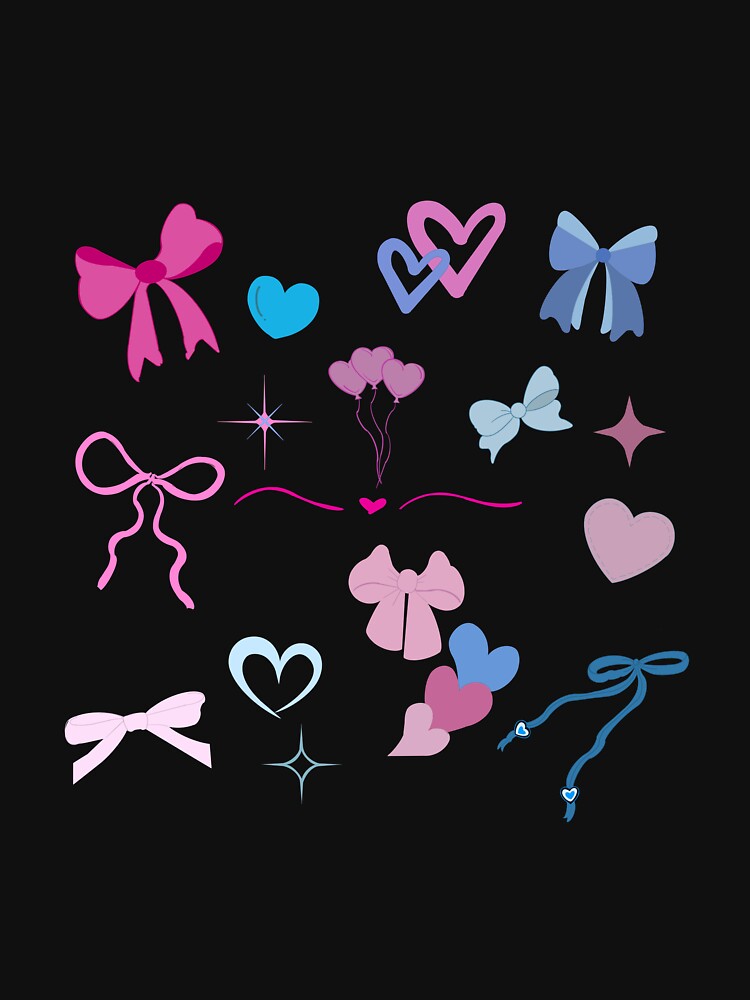 Pink and blue bow and heart set by J-designing01