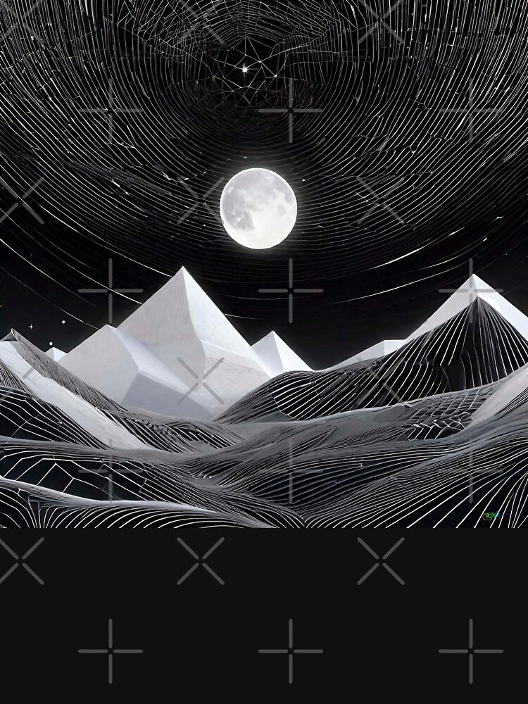 Magic Moon Mountains - Surreal Geometry Landscape 711 by Benito Del Ray