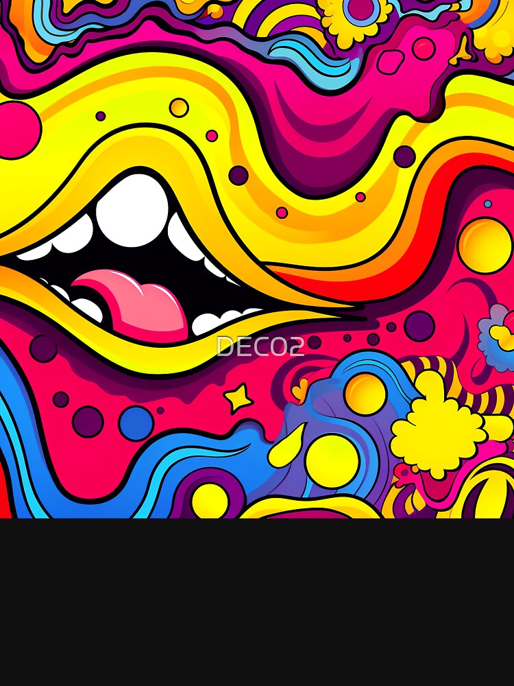 Pop Art Whimsical Mouth, Teeth, Tongue Colorful Design by DEC02