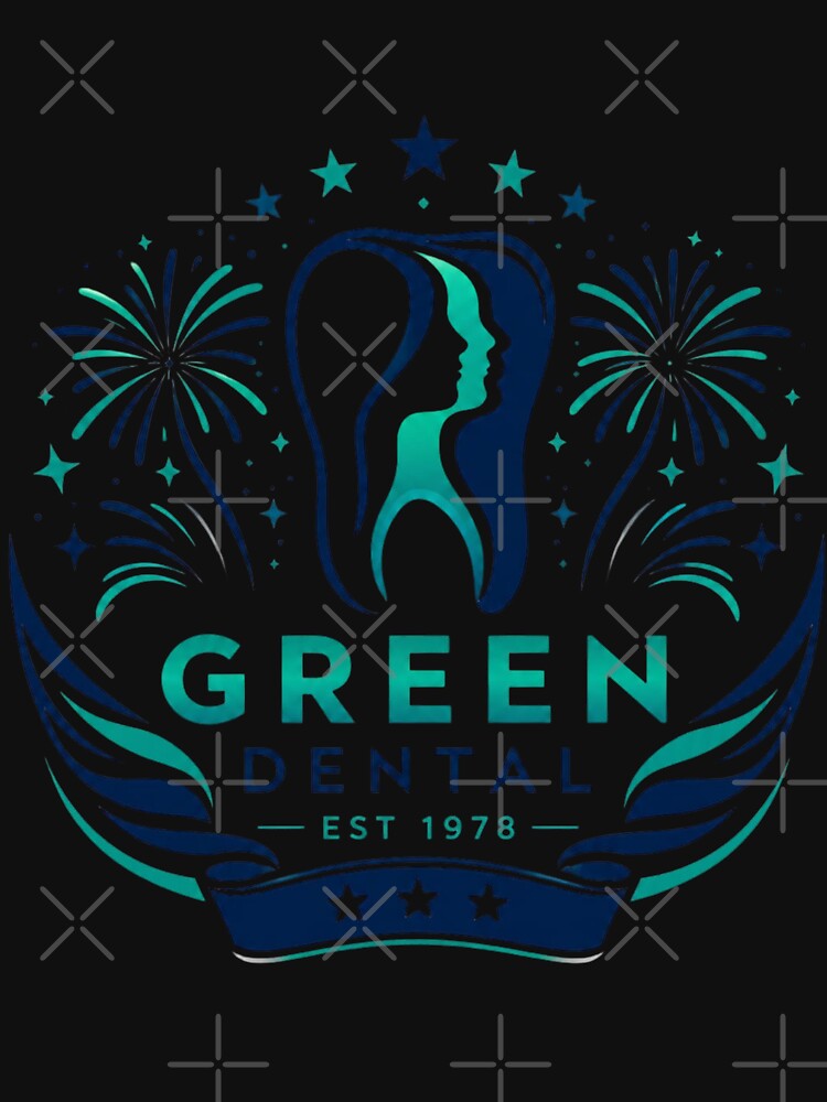 Green Dental Team Fireworks Tooth Logo Dental Office Staff by bilal sibgui