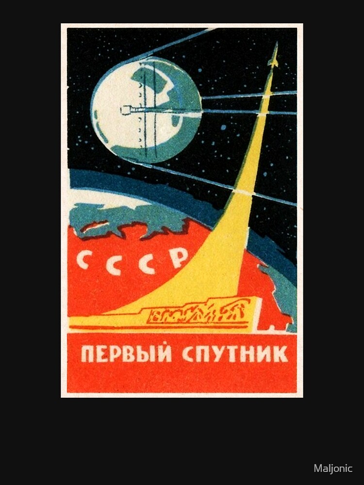 Sputnik First Satellite Soviet Space Race Art by Maljonic