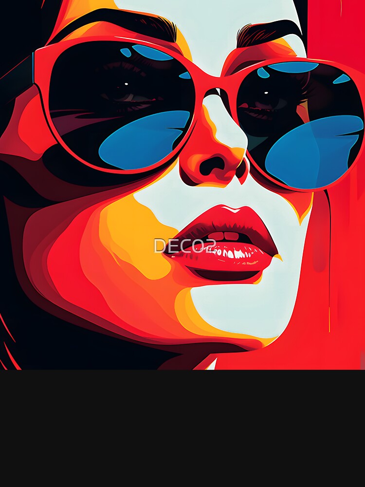 Pop Art Fantasy Female Face And Chic Sunglasses by DEC02
