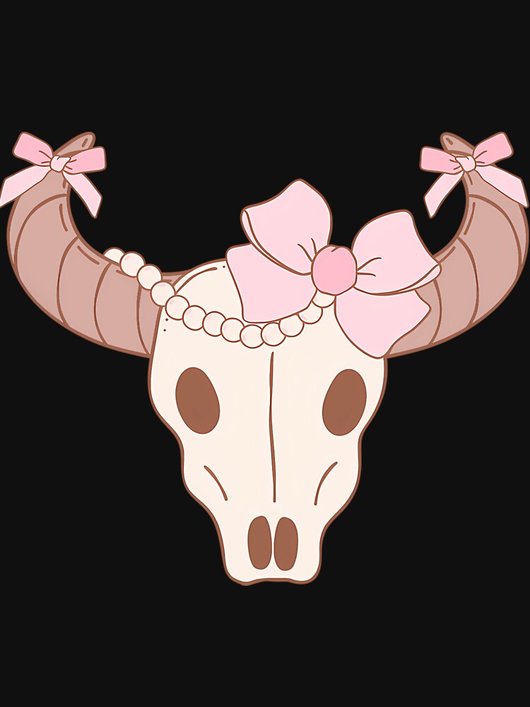Pink Cow Skull Pearl Necklace Pastel Goth by euwqafalmgn5