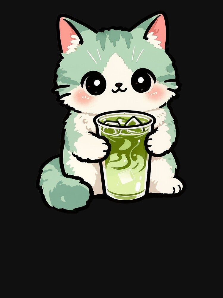 Cute Kitten Drinking Matcha | Japanese Tea Cat Shirt by Nuttajak