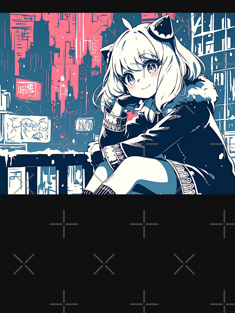 Otaku Cute City Night Anime Girl by AnimeArsenalPrints