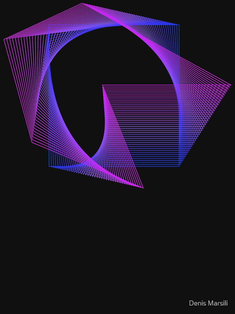 Abstract Geometry Line Art Neon Distorted Square by Denis Marsili