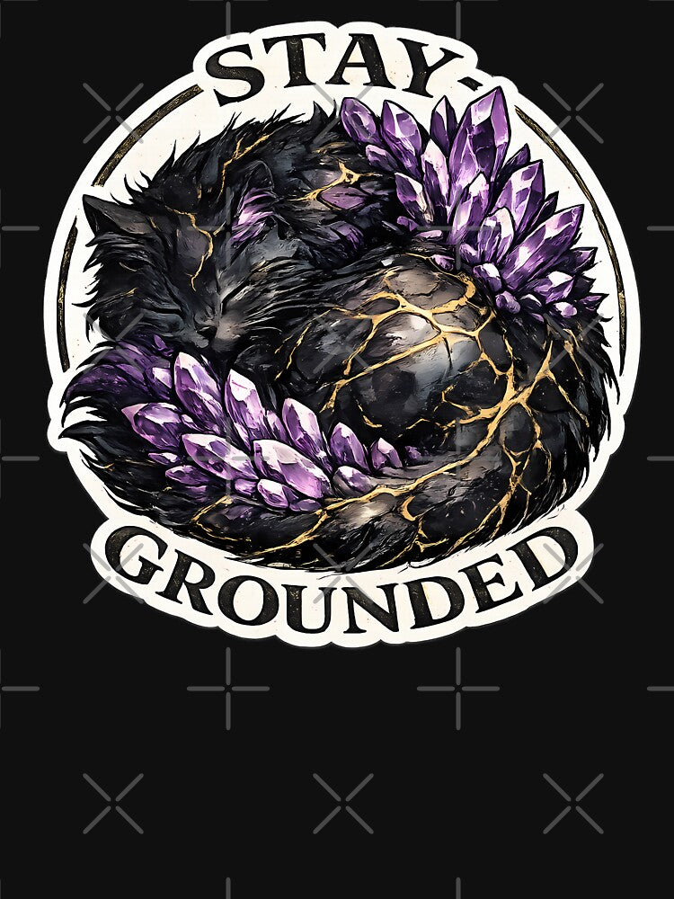 Stay Grounded Black Cat Amethyst Kintsugi by chattsuede