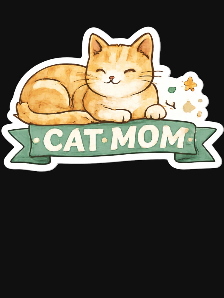 Cat Mom Sticker – Cute Vintage Cat Lover Design with White Outline by BlossomedGlow
