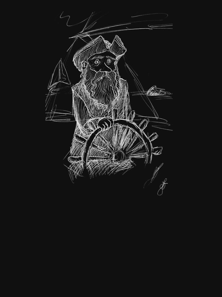 Sailor Looking in Distance Hand Drawn Ballpoint Pen White Version by BOKEbyTC