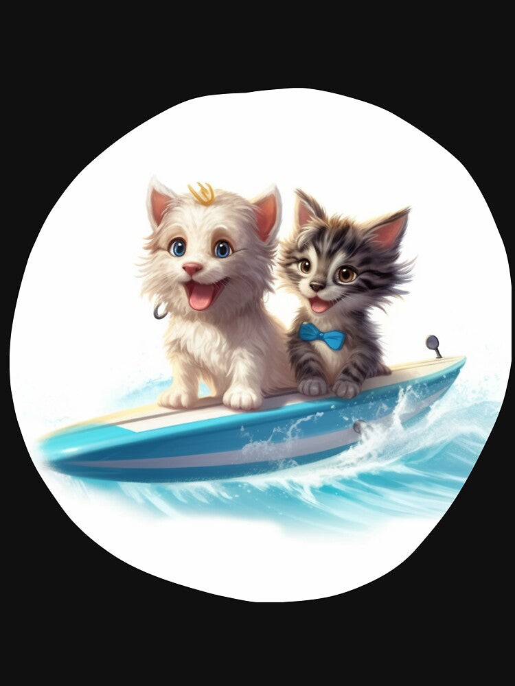 Surfing cat and dog by HarriPaloma