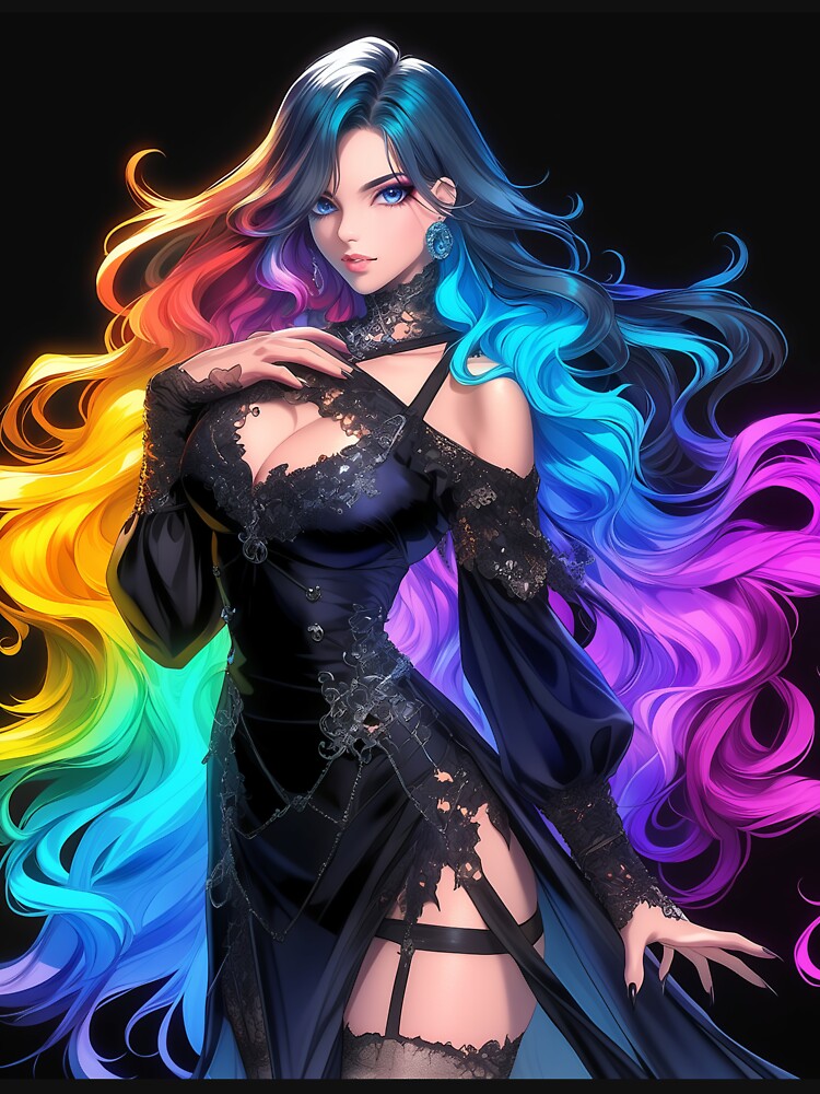 rainbow anime girl by CursedbyLilith